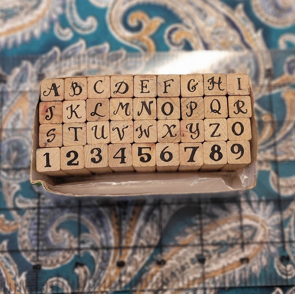 Small Alphabet and Number Wooden Stamp Set